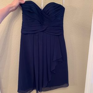 David’s Bridal Navy Strapless Bridesmaid Dress